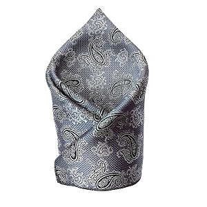 voici france premium black amp silver paisley pocket square for men  luxury jacquard woven formal suit hanky  wedding party amp business wear