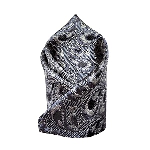 voici france premium black amp silver paisley pocket square for men  luxury jacquard woven formal suit hanky  wedding party amp business wear
