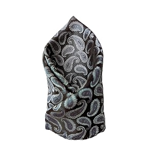 voici france premium black amp silver paisley pocket square for men  luxury jacquard woven formal suit hanky  wedding party amp business wear