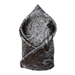 voici france premium black amp silver paisley pocket square for men  luxury jacquard woven formal suit hanky  wedding party amp business wear