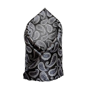 voici france premium black amp silver paisley pocket square for men  luxury jacquard woven formal suit hanky  wedding party amp business wear