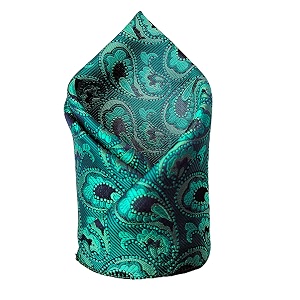 voici france premium black amp silver paisley pocket square for men  luxury jacquard woven formal suit hanky  wedding party amp business wear