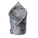 VOICI France Premium Black &amp; Silver Paisley Pocket Square for Men | Luxury Jacquard Woven Formal Suit Hanky | Wedding, Party &amp; Business Wear