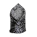 VOICI France Premium Black &amp; Silver Paisley Pocket Square for Men | Luxury Jacquard Woven Formal Suit Hanky | Wedding, Party &amp; Business Wear