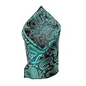 VOICI France Premium Black &amp; Silver Paisley Pocket Square for Men | Luxury Jacquard Woven Formal Suit Hanky | Wedding, Party &amp; Business Wear