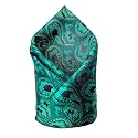 VOICI France Premium Black &amp; Silver Paisley Pocket Square for Men | Luxury Jacquard Woven Formal Suit Hanky | Wedding, Party &amp; Business Wear