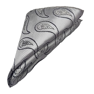 voici france - premium pocket square men satin wedding handkerchief multicolor free size silver with black