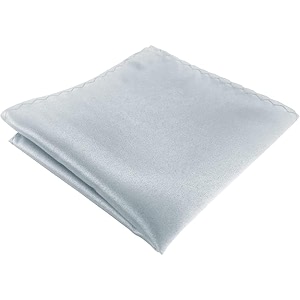 voici france mens silver color pocket square handkerchief small size satin fabric