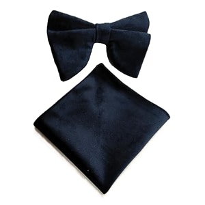 voici men39s velvet amp satin oversized bow amp pocket square tie black color free size best for tuxido dinner jackets