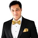 VOICI Men's Velvet &amp; Satin oversized Bow &amp; Pocket Square Tie Black Color Free Size best for Tuxido dinner jackets