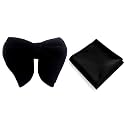 VOICI Men's Velvet &amp; Satin oversized Bow &amp; Pocket Square Tie Black Color Free Size best for Tuxido dinner jackets