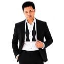 VOICI Men's Velvet &amp; Satin oversized Bow &amp; Pocket Square Tie Black Color Free Size best for Tuxido dinner jackets