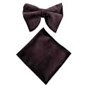 VOICI Men's Velvet &amp; Satin oversized Bow &amp; Pocket Square Tie Black Color Free Size best for Tuxido dinner jackets