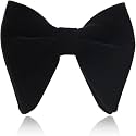 VOICI Men's Velvet &amp; Satin oversized Bow &amp; Pocket Square Tie Black Color Free Size best for Tuxido dinner jackets