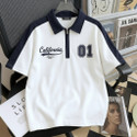 VOIDLINE Printed Men Polo Neck White T-Shirt