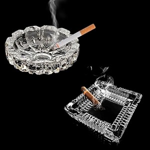 voidrop set of 2 rectangle amp round heavy crystal glass ashtray for indoor smoking ashtray for home