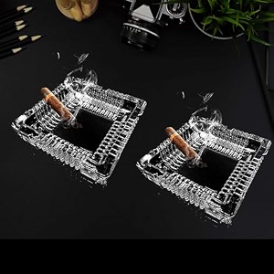 voidrop set of 2 rectangle heavy glass crystal ashtray for indoor ash tray for smoking for home ashtray for cigarette stylish car ashtray new glass ashtray homedcor astray for office homeashtray