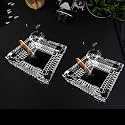 VOIDROP SET OF 2 Rectangle Heavy Glass Crystal Ashtray For Indoor, Ash Tray For Smoking For Home, Ashtray For Cigarette Stylish, Car Ashtray, New Glass Ashtray, HomeDécor Astray For Office HomeAshtray