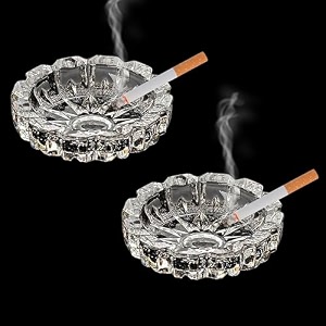 voidrop set of 2 round heavy glass crystal ashtray for indoor ash tray for smoking for home ashtray for cigarette stylish car ashtray new glass ashtray homedcor astray for office homeashtray