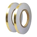 Floor Tiles Gold Mirror Tape Self-Adhesive Tile Sticker (1cm x 50meter) Waterproof Gap Sealing Foil Decor Tape for Wall,Cabinet,Kitchen (Pack of 2)