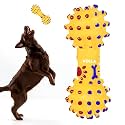 Voila Pet Dumbbell Toy for Dogs, Durable & Safe Toy for Small, Medium & Large Breeds, Interactive for Playtime & Fetch, Non-Toxic, Squeaky Dumbbell (Pack of 1) Yellow