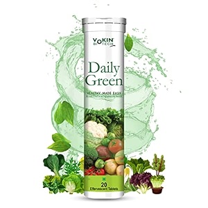 vokin biotech daily green wholefood multivitamin with vitamin c zinc b6 b12 for immunity and detox  men amp women 20 effervescent tablets