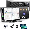 Volam 9.26'' Carplay Screen for Car with 4K Dash Cam, Compatible with Apple Carplay & Android Auto, Carplay with 1080p Backup Camera, Mirror Link, Loop Recording, GPS Navigation