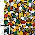 Volcanics Decorative Stained Glass Window Privacy Film with Installation Tools– Static Cling Privacy Sticker for Home &amp; Church, Non-Adhesive, Anti-UV &amp; Heat Blocking, 17.5 x 78.7 Inches