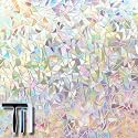 Volcanics Window Privacy Film, Stained Glass Rainbow Cling, 11.8" x 78.7"