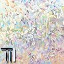Volcanics Window Privacy Film, Stained Glass Rainbow Cling, 17.5" x 78.7"