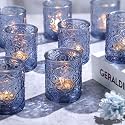 Volens 24pcs Blue Votive Candle Holders for Table Centerpiece, 2.16"x2.65"H
