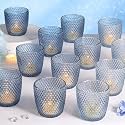 Volens Colored Blue Votive Candle Holder 12pcs Glass Tealight Candle Holder