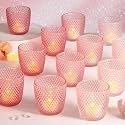 Volens Colored Pink Votive Candle Holders 12pcs Tealight Candle Holder