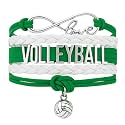Volleyball Bracelets For Girls- Ideal Volleyball Gifts &amp; Souvenirs. Adjustable Charm Bracelet with Moveable Letters, Infinity Symbol &amp; Silver Volleyball Charm. Fashionable Bracelets by SportyBella.