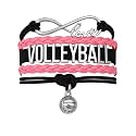 Volleyball Bracelets For Girls- Ideal Volleyball Gifts &amp; Souvenirs. Adjustable Charm Bracelet with Moveable Letters, Infinity Symbol &amp; Silver Volleyball Charm. Fashionable Bracelets by SportyBella.