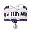 Volleyball Bracelets For Girls- Ideal Volleyball Gifts &amp; Souvenirs. Adjustable Charm Bracelet with Moveable Letters, Infinity Symbol &amp; Silver Volleyball Charm. Fashionable Bracelets by SportyBella.