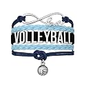 Volleyball Bracelets For Girls- Ideal Volleyball Gifts &amp; Souvenirs. Adjustable Charm Bracelet with Moveable Letters, Infinity Symbol &amp; Silver Volleyball Charm. Fashionable Bracelets by SportyBella.