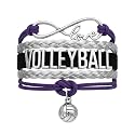 Volleyball Bracelets For Girls- Ideal Volleyball Gifts &amp; Souvenirs. Adjustable Charm Bracelet with Moveable Letters, Infinity Symbol &amp; Silver Volleyball Charm. Fashionable Bracelets by SportyBella.