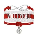 Volleyball Bracelets For Girls- Ideal Volleyball Gifts &amp; Souvenirs. Adjustable Charm Bracelet with Moveable Letters, Infinity Symbol &amp; Silver Volleyball Charm. Fashionable Bracelets by SportyBella.