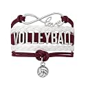 Volleyball Bracelets For Girls- Ideal Volleyball Gifts &amp; Souvenirs. Adjustable Charm Bracelet with Moveable Letters, Infinity Symbol &amp; Silver Volleyball Charm. Fashionable Bracelets by SportyBella.