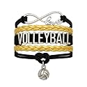 Volleyball Bracelets For Girls- Ideal Volleyball Gifts &amp; Souvenirs. Adjustable Charm Bracelet with Moveable Letters, Infinity Symbol &amp; Silver Volleyball Charm. Fashionable Bracelets by SportyBella.
