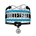 Volleyball Bracelets For Girls- Ideal Volleyball Gifts &amp; Souvenirs. Adjustable Charm Bracelet with Moveable Letters, Infinity Symbol &amp; Silver Volleyball Charm. Fashionable Bracelets by SportyBella.