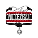 Volleyball Bracelets For Girls- Ideal Volleyball Gifts &amp; Souvenirs. Adjustable Charm Bracelet with Moveable Letters, Infinity Symbol &amp; Silver Volleyball Charm. Fashionable Bracelets by SportyBella.
