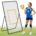 Volleyball Rebounder Training Net 7x4 ft, 5-Angle Adjustable Training Equipment Bounce Back Net Practice for Setting Spiking Bumping, Easy Set Up & Steady for Multi Sports