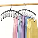 Volnamal Legging Organizer for Closet,2 Pack Metal Yoga Pants Hangers w/10 Clips Hold 20 Leggings,Space Saving Hanging Closet Organizer Clothes Hanger College Dorm Essentials Apartment Essential,Black