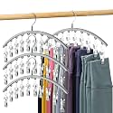Volnamal Legging Organizer for Closet, Metal Yoga Pants Hanger w/Rubber Coated 4 Pack w/10 Clips Hold 40 Leggings, Hangers Space Saving Hanging for Closet Organizers and Storage-Gray