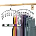 Volnamal Legging Organizer for Closet, Metal Yoga Pants Hanger w/Rubber Coated 1 Pack w/10 Clips Hold 10 Leggings, Hangers Space Saving Hanging Closet Organizer for Closet Organizers and Storage-Gray