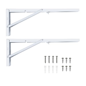 volo 1 set 150kg weight capacity  heavy duty 20 inch foldable shelf bracket  mild steel wall mounted folding table bracket for fold down table rack and worktop  white
