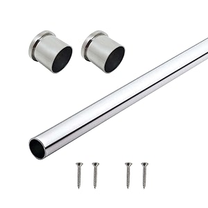 volo stainless steel 25mm round closet rod wardrobe hanger rod rod for hanging clothes in wardrobe with end supports size  6 ft
