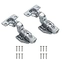 Volo Stainless Steel European Style Steel Clip-on Soft Close Concealed Cabinet Hinges, Crank 15,Inset (Color : Silver)